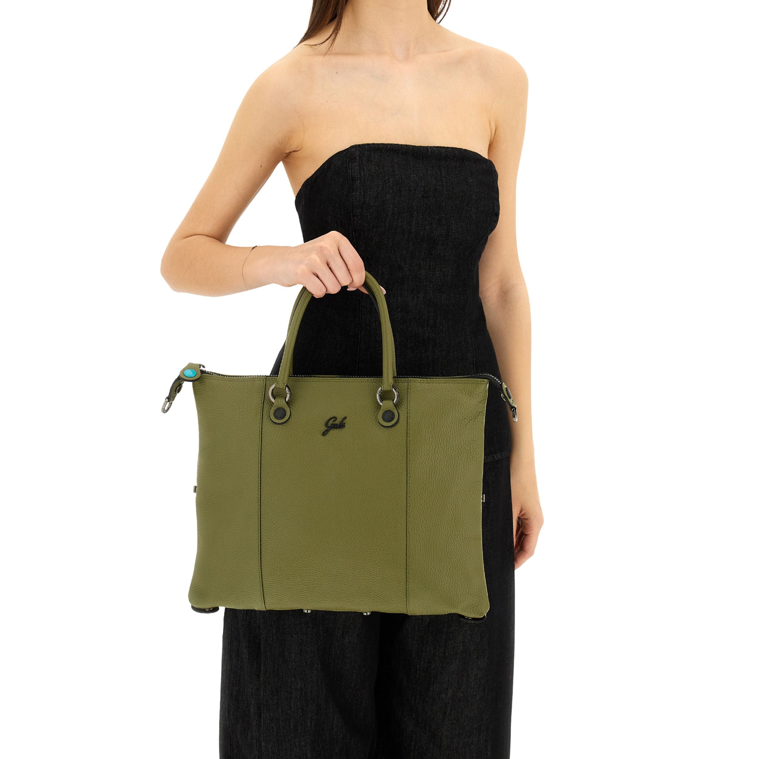 Gabs G3 Plus M Borsa Zaino Trasformabile Hobo Shopper Tote Bauletto in Pelle Verde Prezzemolo