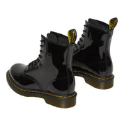 Dr. Martens Stivali Stringati 1460 W Black Patent Lamper in Pelle Nero Donna