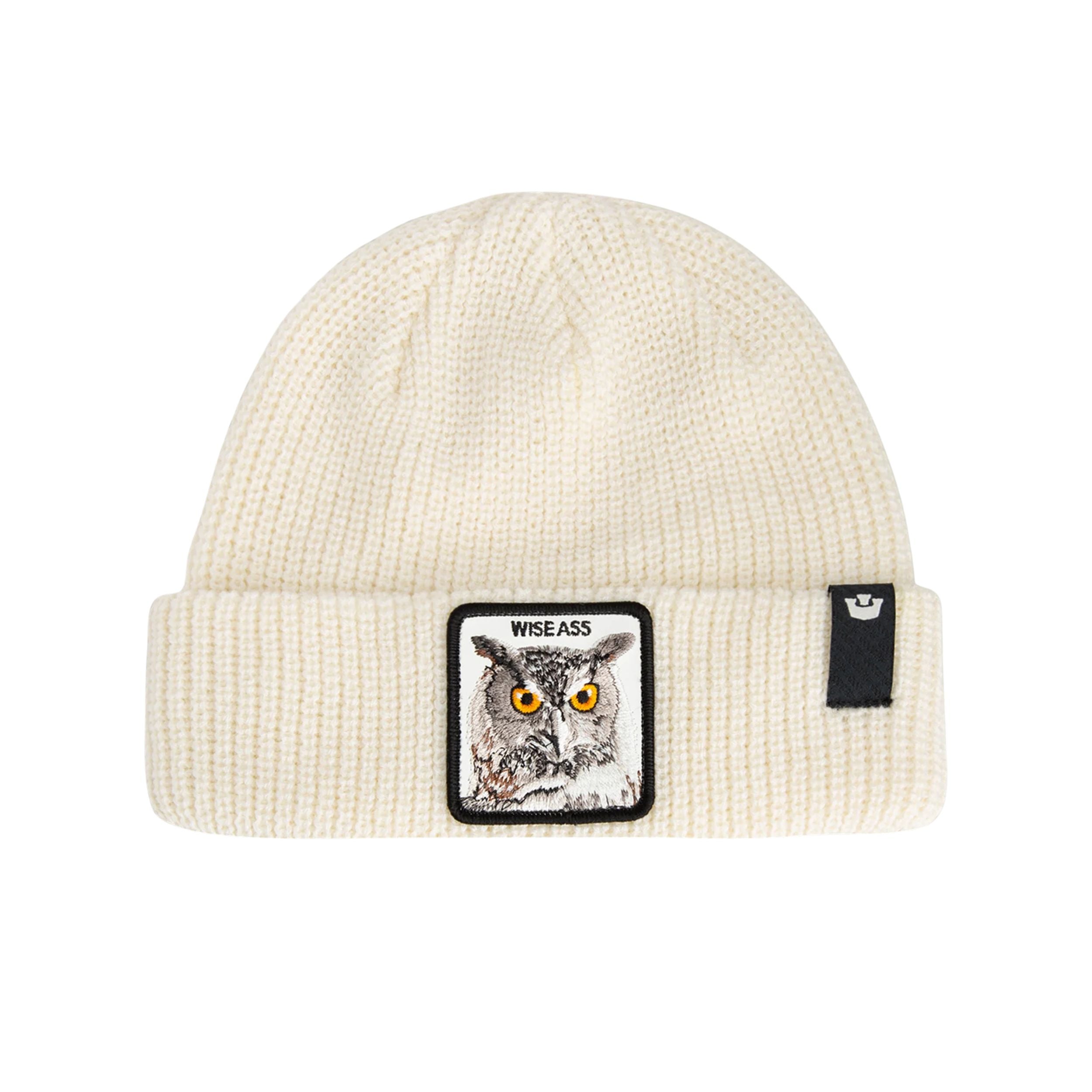 Goorin Bros. Cuffia Beanie 'Wise Ass Owl' in Misto Acrilico Bianco Avorio Unisex