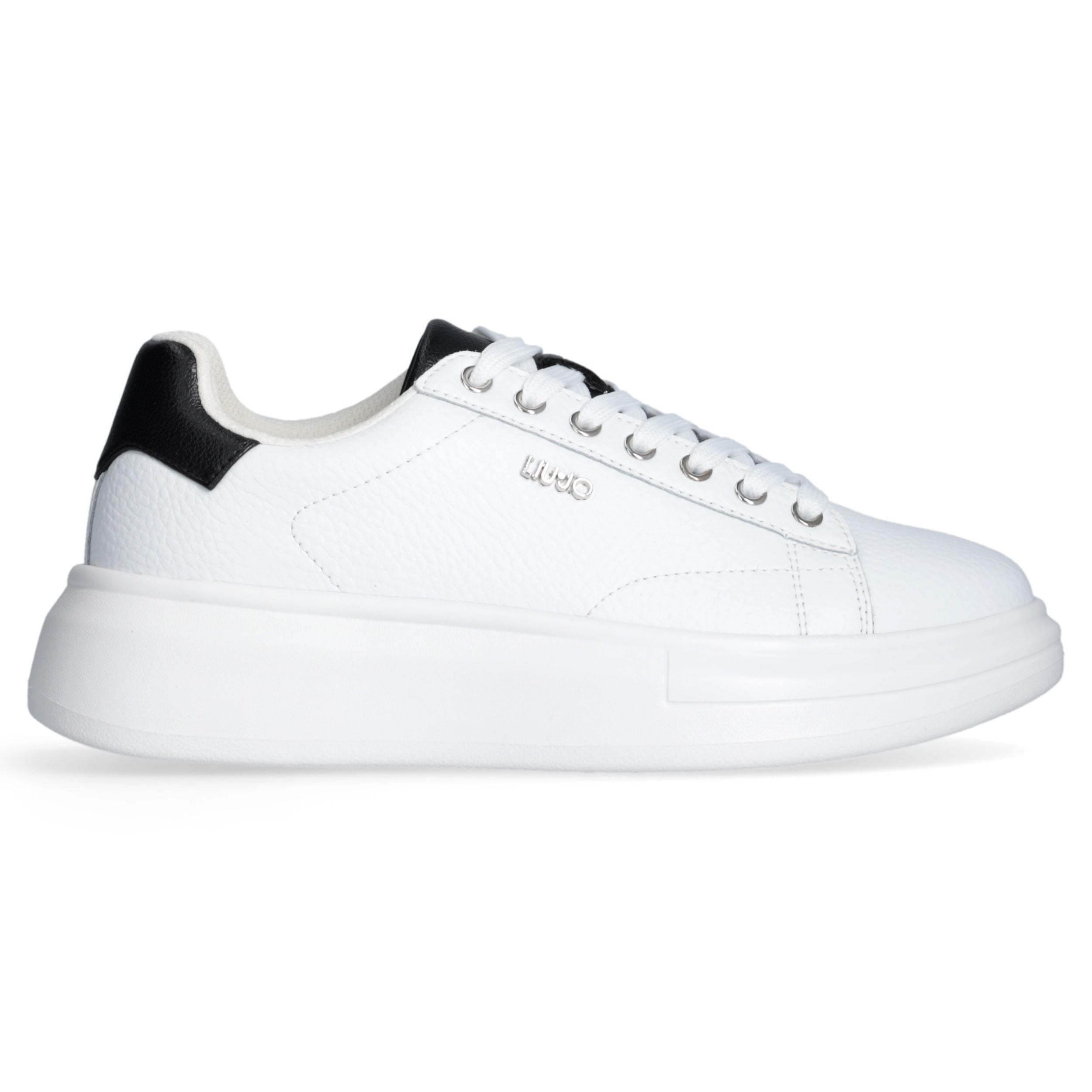 Liu Jo Scarpe Babol 01 Sneakers bianco pelle logo argento nero
