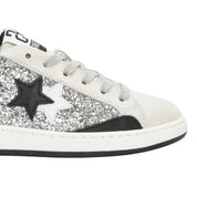 2Star Scarpe Sneakers Made in Italy artigianali Now Star Pelle Argento Bianco leo 4818