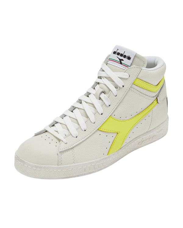 Diadora Sneakers Game L High Fluo Waxed Pelle Bianco-2