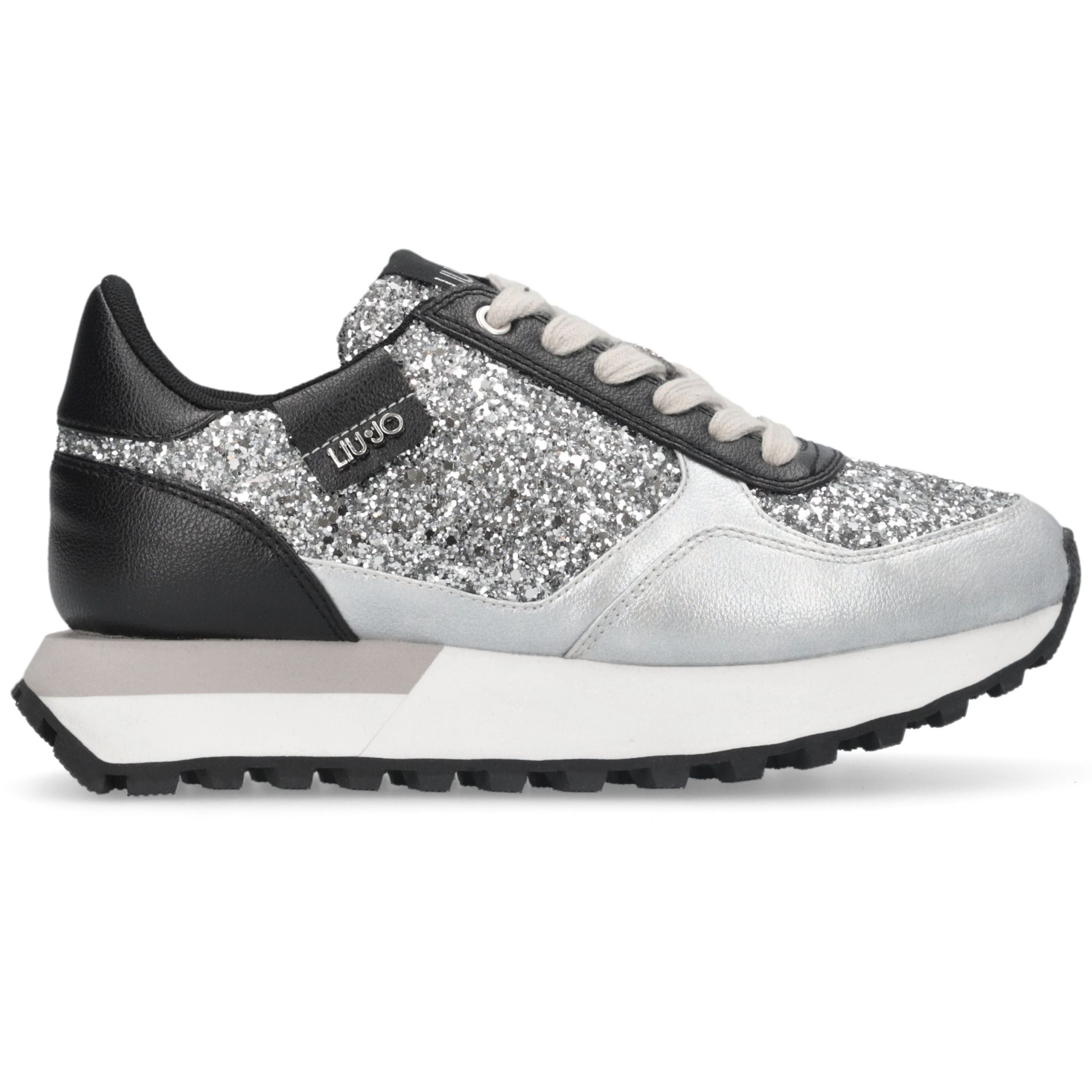 Liu Jo Scarpe Evelyn 915 Sneakers glitter argento bianco laminate