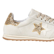 2Star Scarpe Sneakers Made in Italy artigianali Kurt Star Pelle avorio e oro 5130