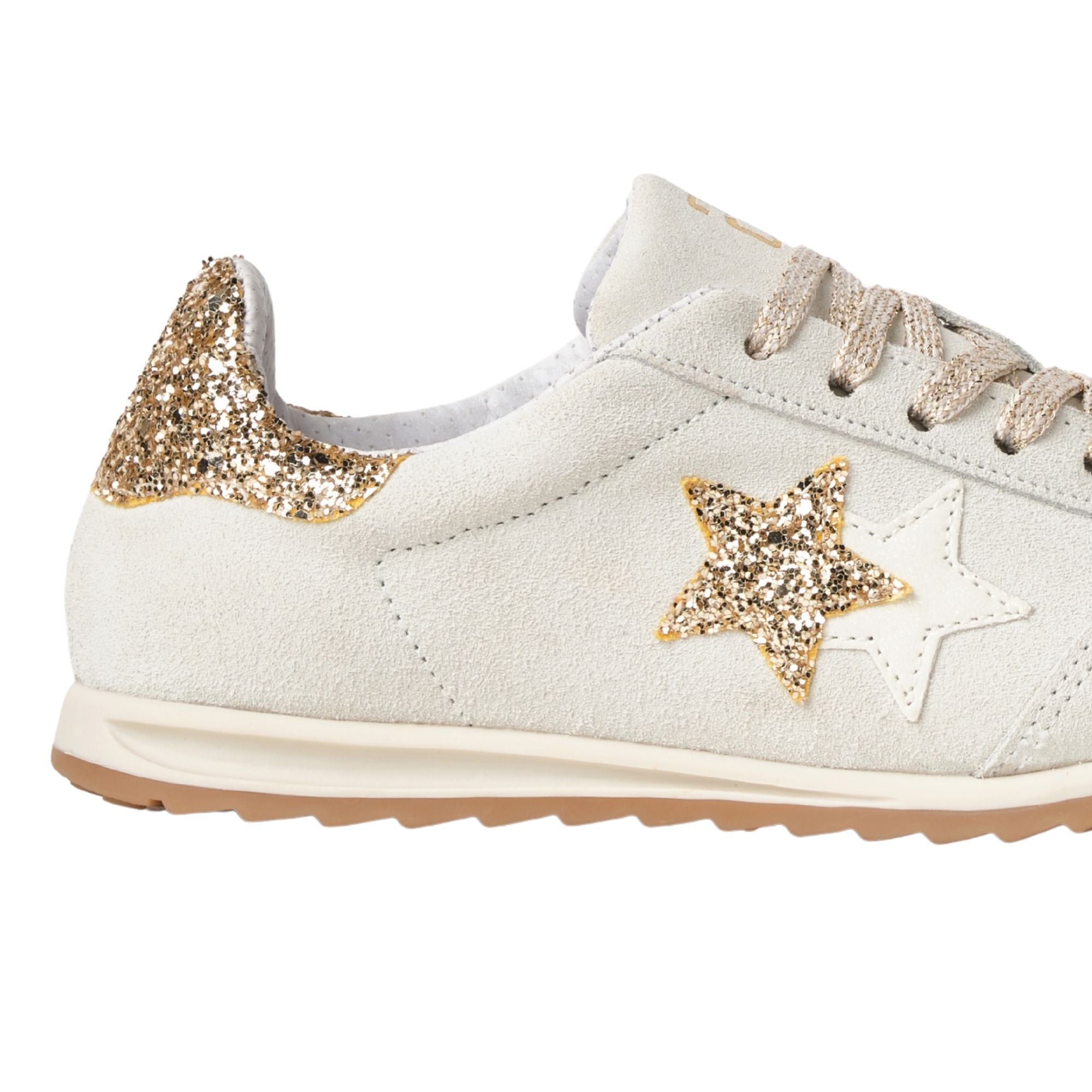 2Star Scarpe Sneakers Made in Italy artigianali Kurt Star Pelle avorio e oro 5130