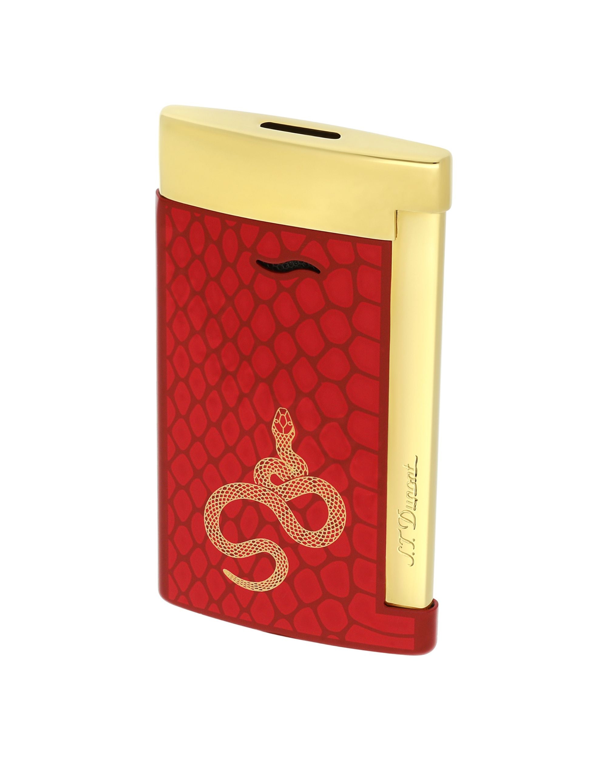 S.t.dupont Laccato Con Design Pelle Di Serpente Rosso Unisex