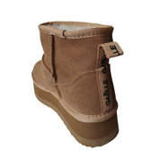 Gaelle Eskimo Boot Donna in Pelle Suede Beige Cammello con Pelliccia Interna