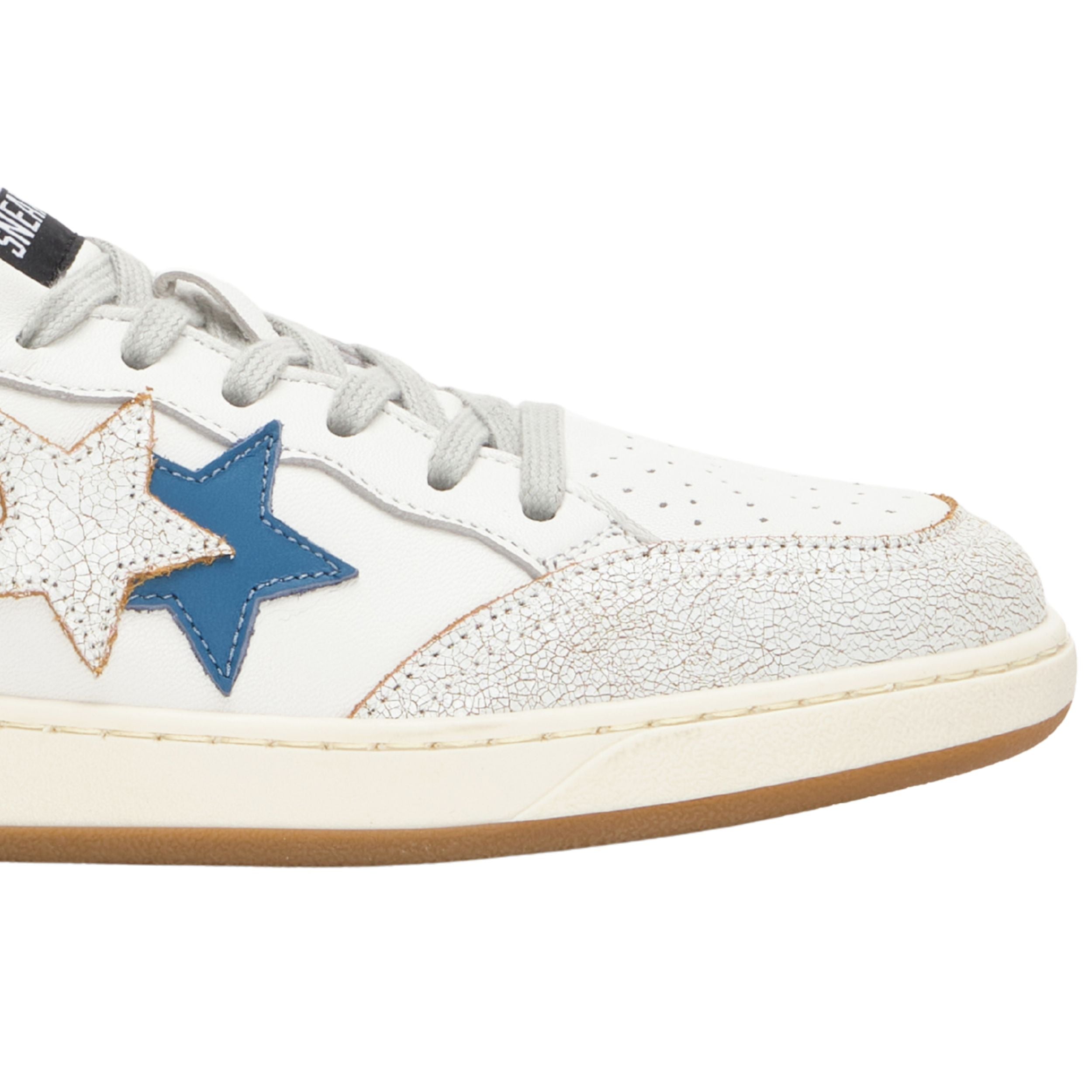 2Star Scarpe Sneakers Made in Italy artigianali Week Star Pelle Bianco Celeste Uomo