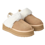 Gaelle Eskimo Boot Sabot Donna in Suede Beige Cammello con Ecofur Interna