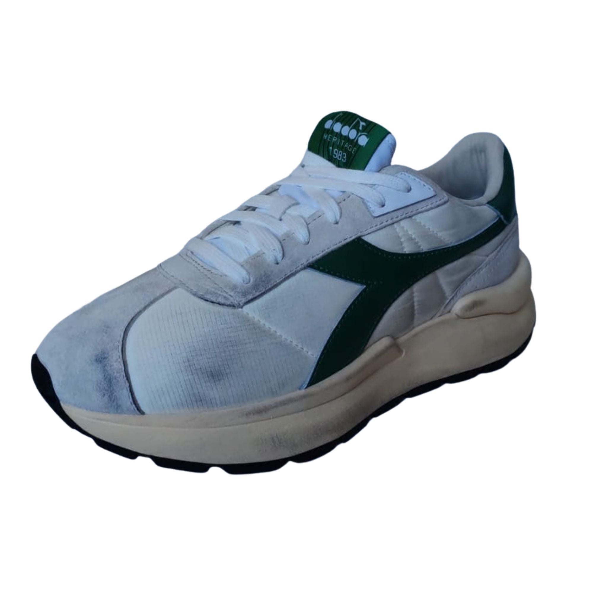 Diadora Heritage Sneaker Uomo Mercury Elite Sprint SW Tomaia in Pelle Bianco Verde