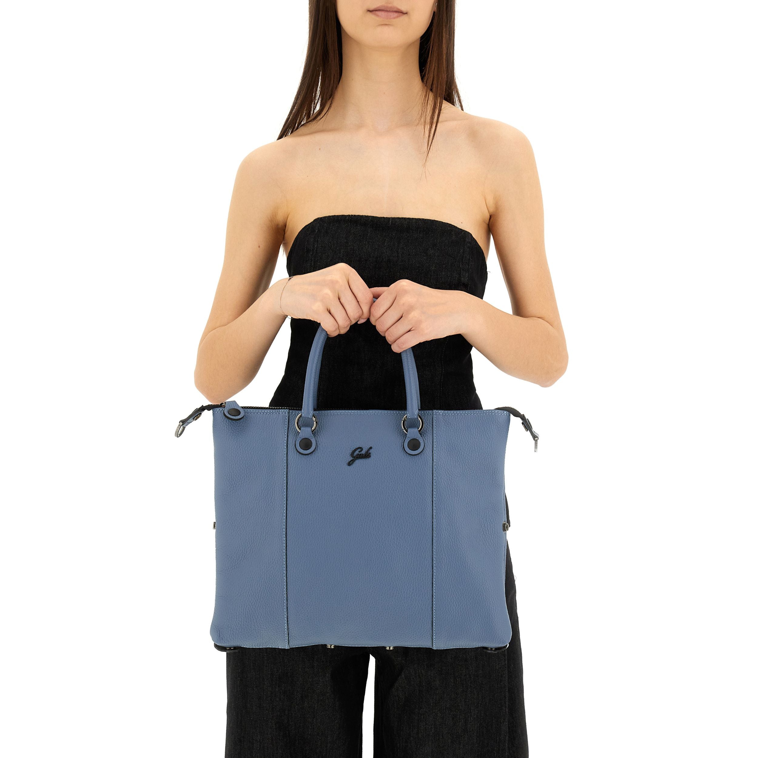 Gabs G3 Plus M Borsa Zaino Trasformabile Hobo Shopper Tote Bauletto in Pelle Blu Ardesia