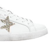 2Star Scarpe Sneakers Made in Italy artigianali PRIME STAR Pelle donna Bianco argento
