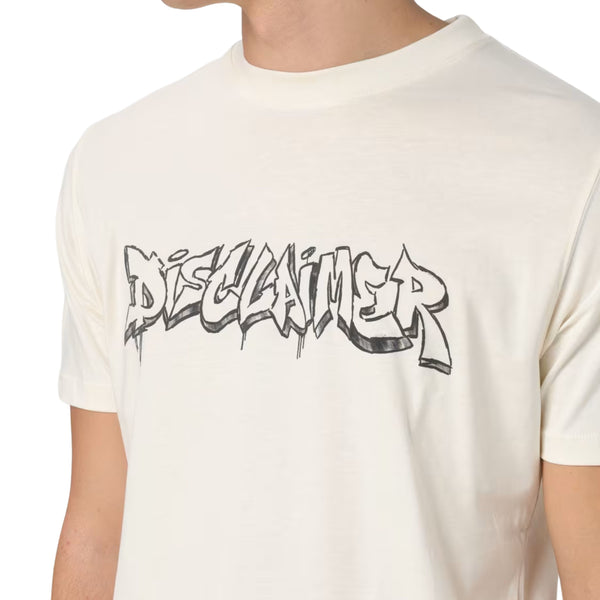 Disclaimer T-Shirt in Jersey 54521 Bianco Latte Uomo-2