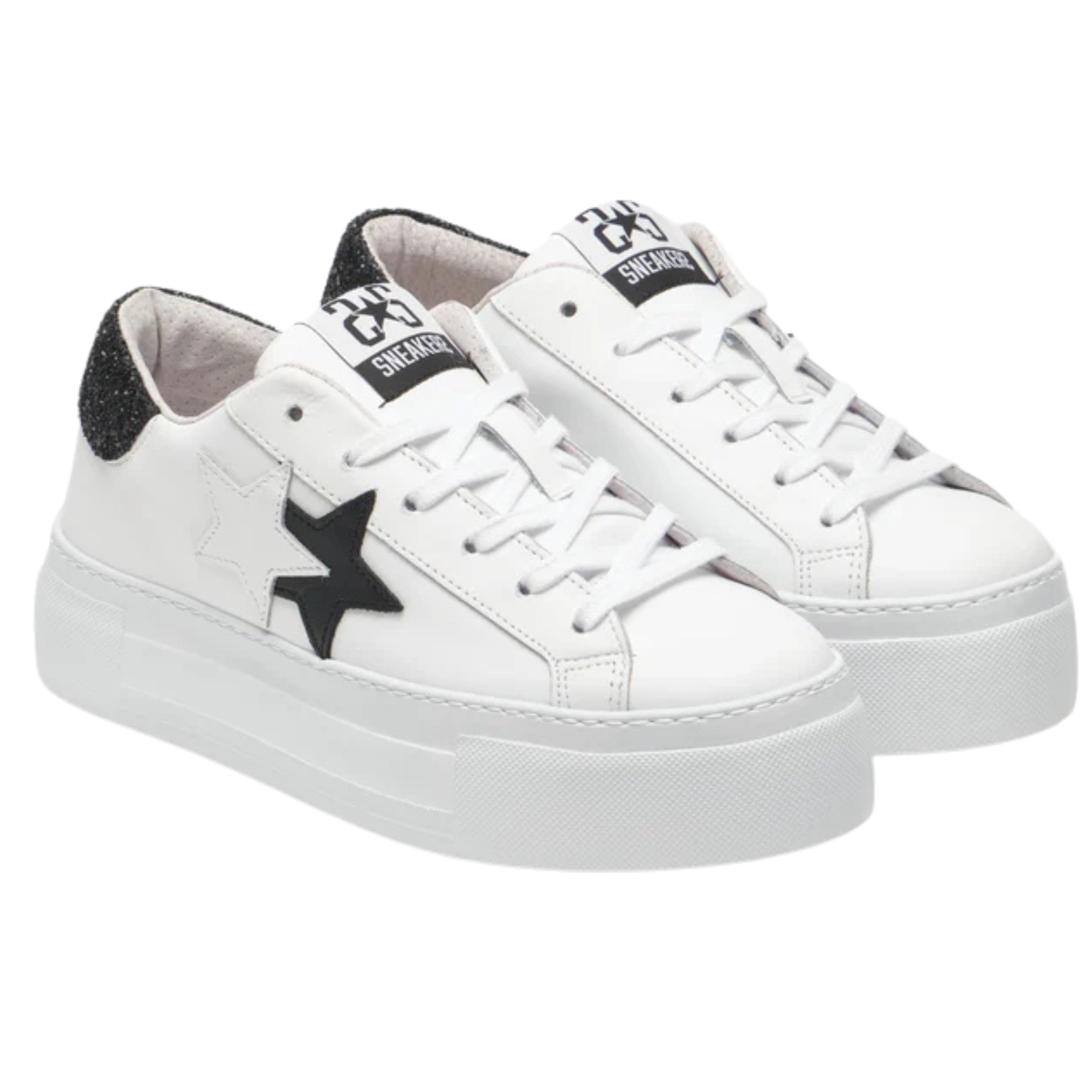 2Star Sneakers Donna Platform Star con Tomaia in Pelle Effetto Used