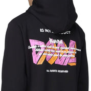 Disclaimer Felpa con Cappuccio Cotone Nero Bianco Logo Graffiti Uomo 55145