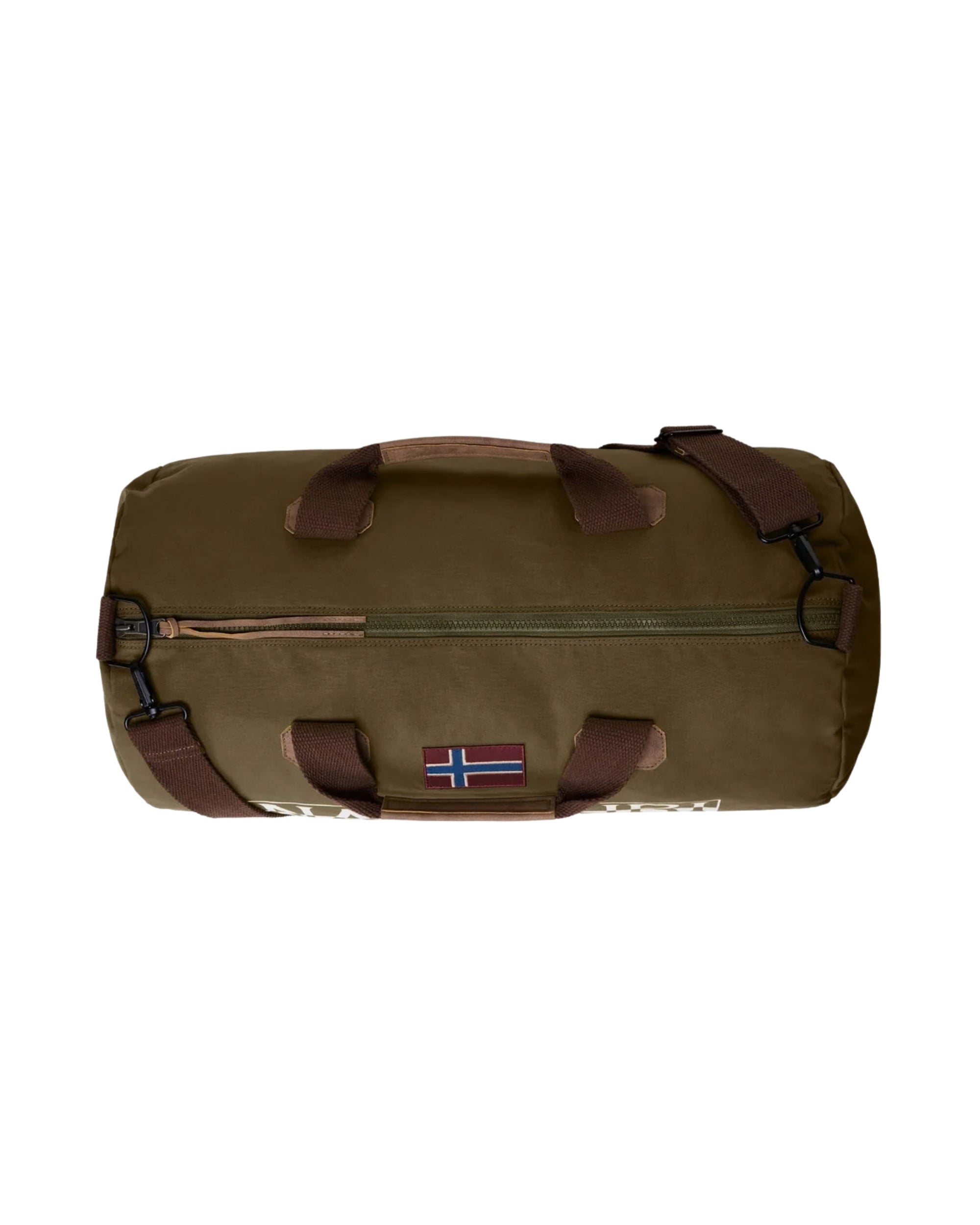 Napapijri Borsa da Viaggio con Tracolla Bering 3 in Cotone Cerato Verde Oliva Unisex