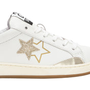 2Star Scarpe Sneakers Made in Italy artigianali Now Star Pelle Oro Bianco 4814