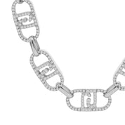 Liu Jo collana girocollo acciaio inossidabile logo e strass 45 cm LJ2621 monogram