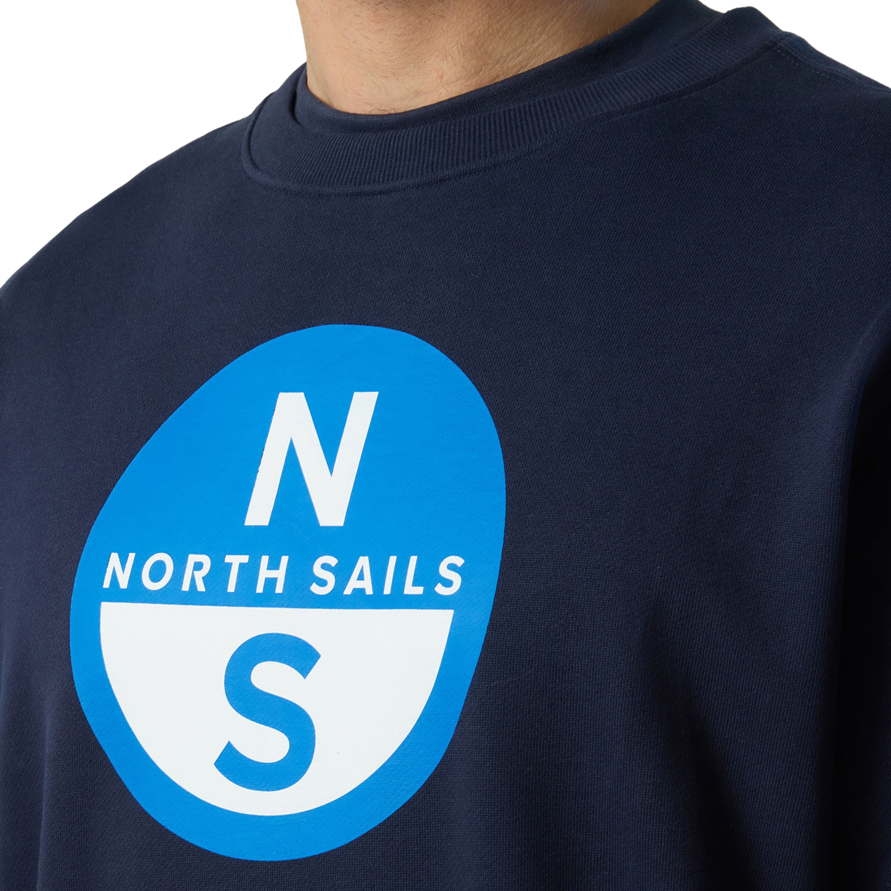 North Sails Felpa manica lunga girocollo CREWNECK SWEATSHIRT Big Logo 691222 Blu