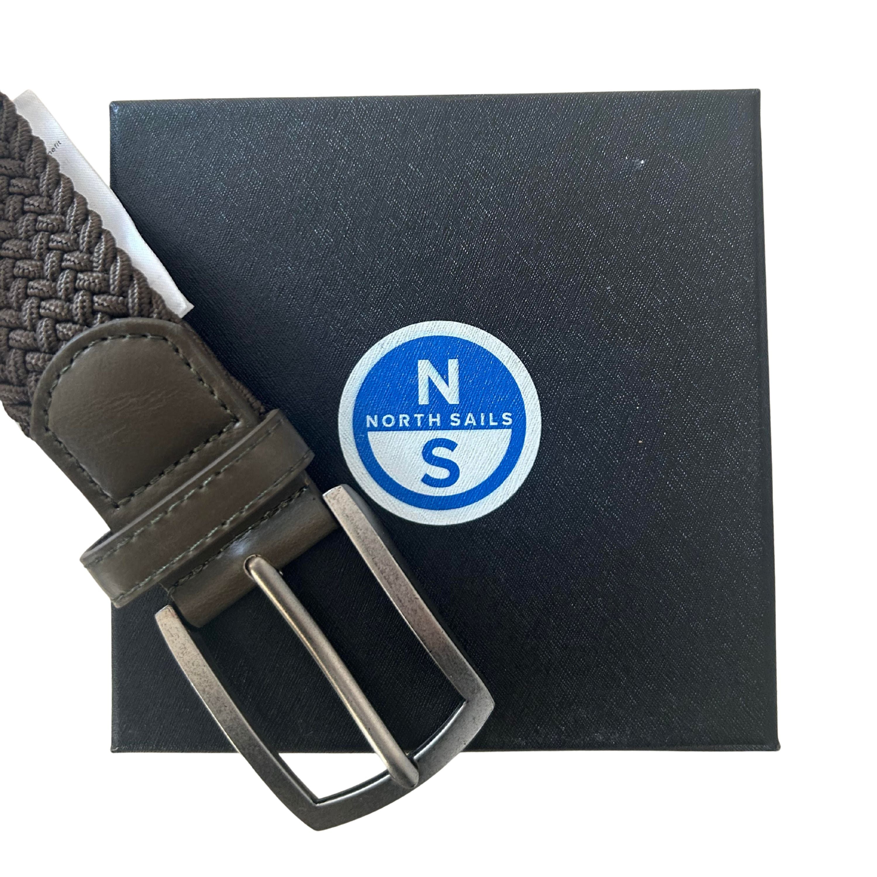 North Sails cintura belt stretch tessuto intrecciato logo taglia unica 623370 verde scuro in BOX
