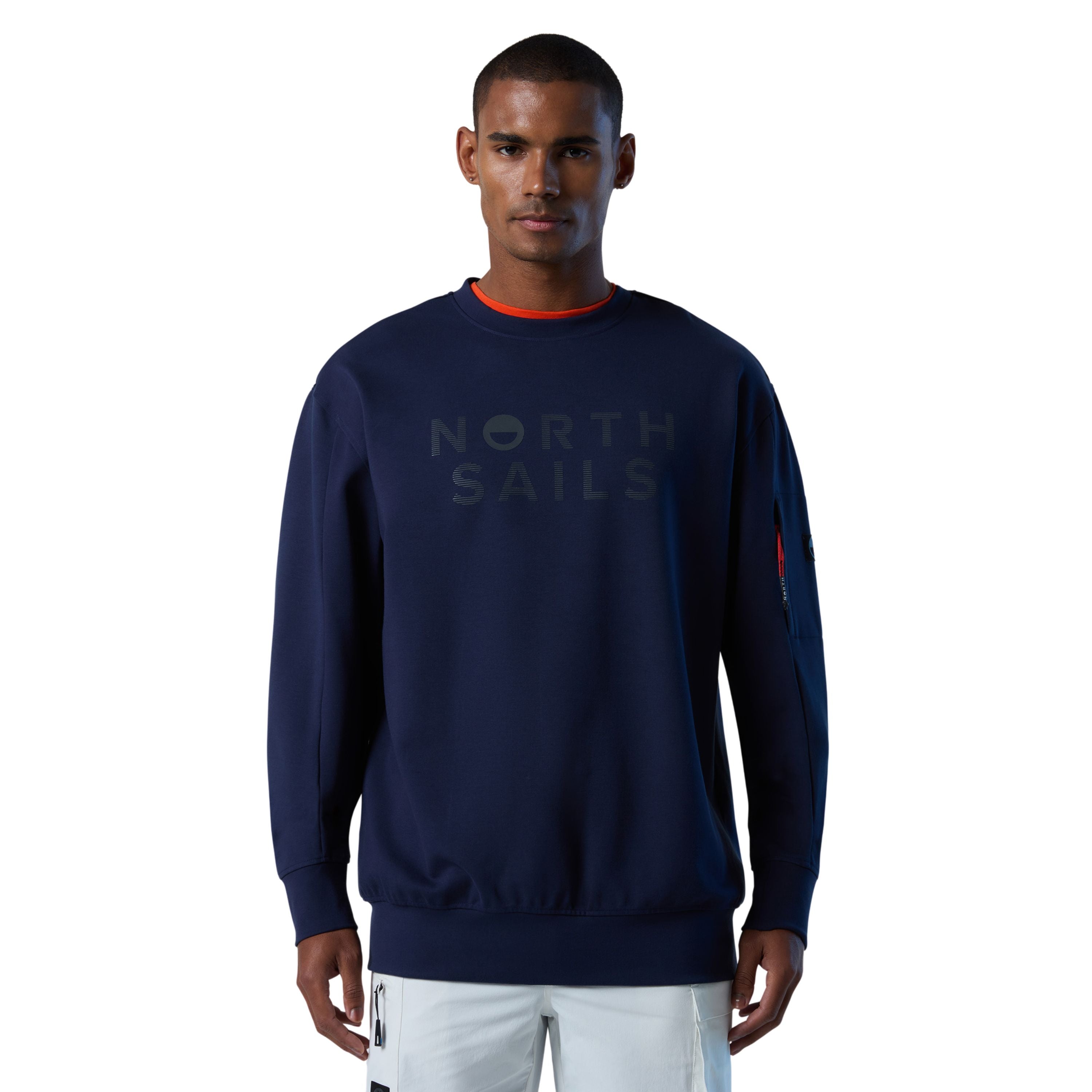 North Sails Felpa manica lunga girocollo CREWNECK SWEATSHIRT Tech Blu 691229 Interlock