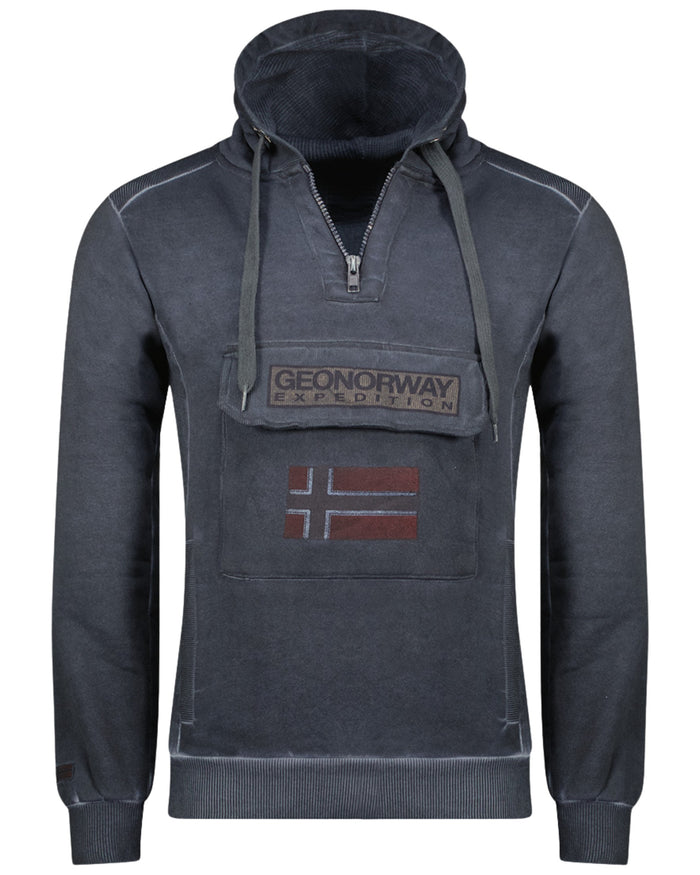 Geographical Norway Geonorway Hoodie With Partial Zip Grey Men 1