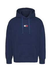 Tommy Jeans Felpa con Cappuccio Distintivo Blu in Cotone