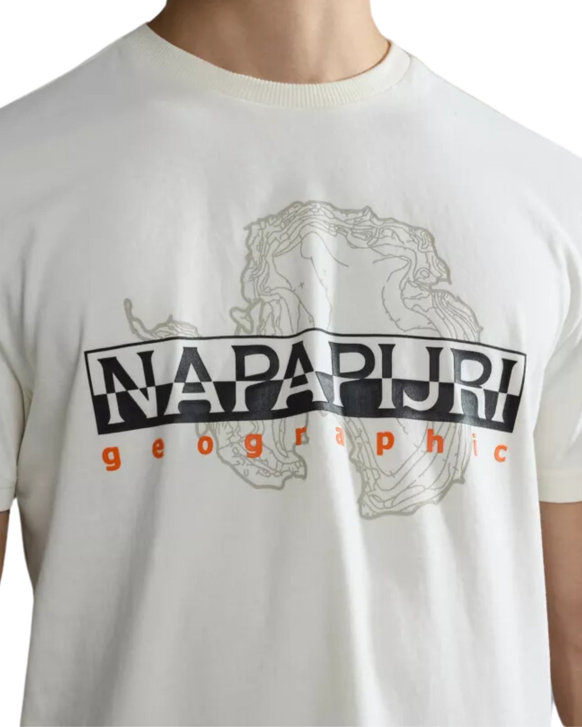 Napapijri Maglietta S-Iceberg Logo Completo Cotone Bianco