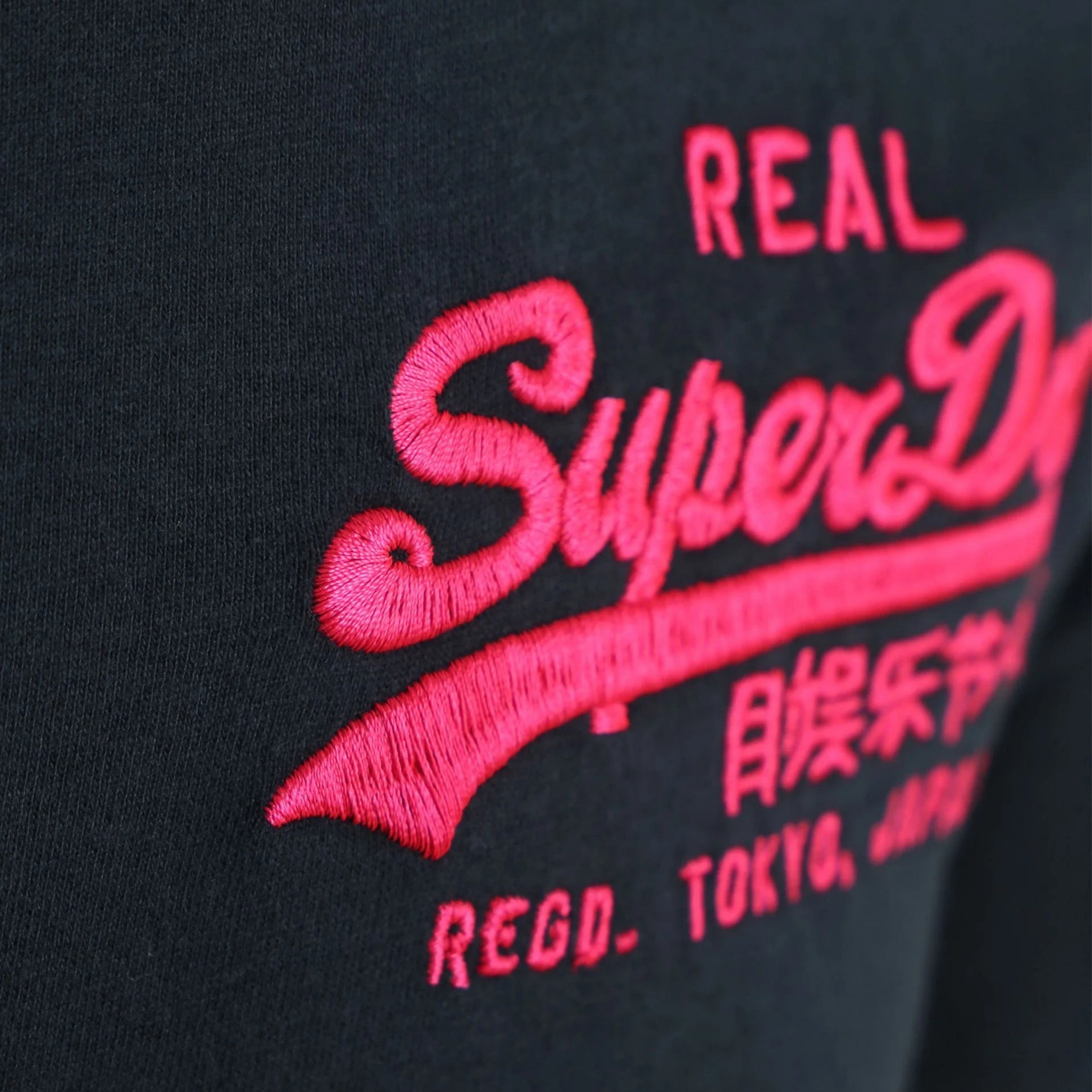 Superdry t-shirt men uomo logo ricamato Relaxed Fit Tee Grigio Scuro