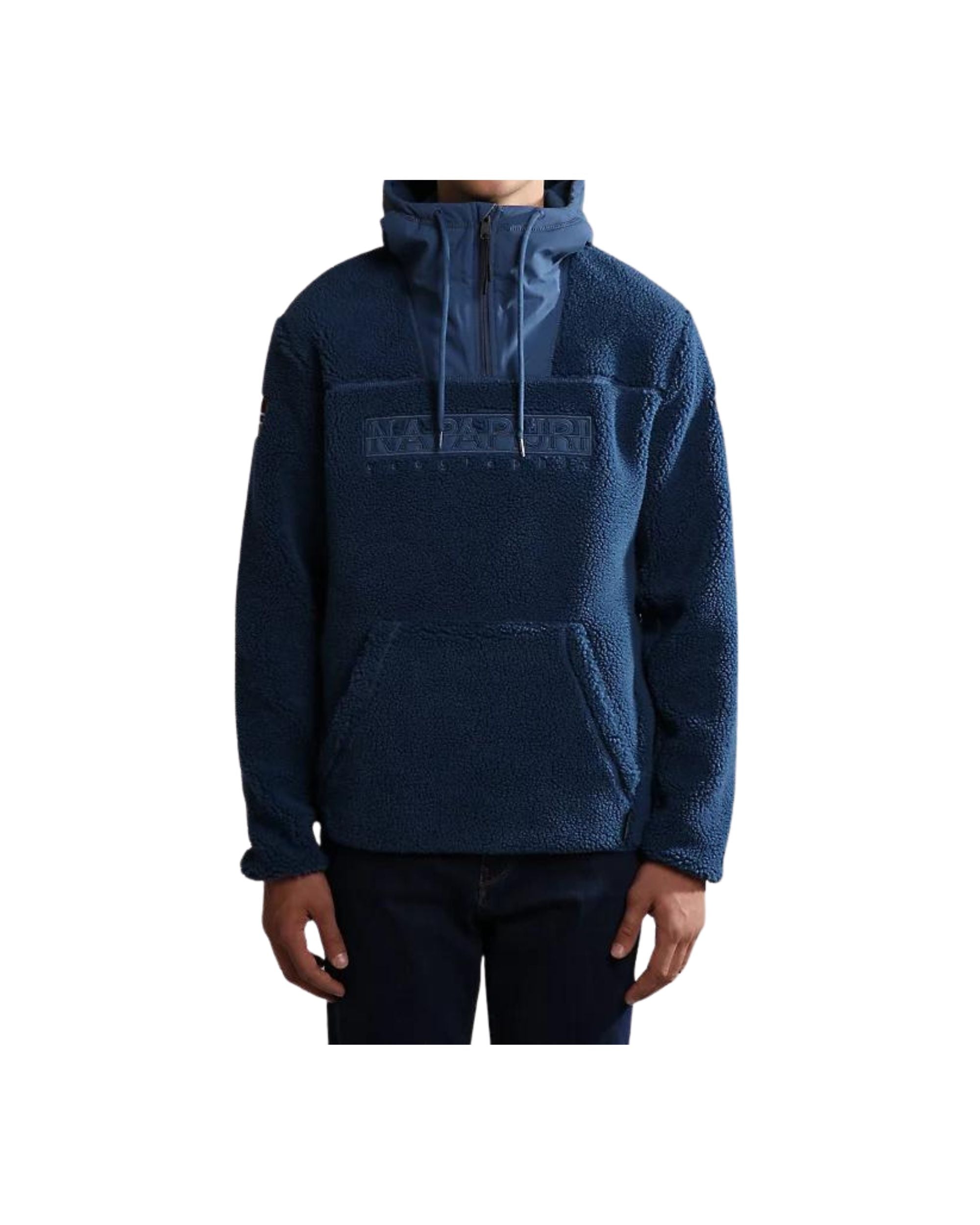 Napapijri Felpa con Cappuccio Mezza Zip Blu