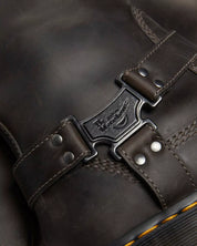 Dr. Martens Stivali Alti Anistone HI Burnished Waxy Pull Up in Pelle Grigio Antracite Unisex