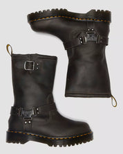 Dr. Martens Stivali Alti Anistone HI Burnished Waxy Pull Up in Pelle Grigio Antracite Unisex