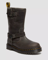 Dr. Martens Stivali Alti Anistone HI Burnished Waxy Pull Up in Pelle Grigio Antracite Unisex