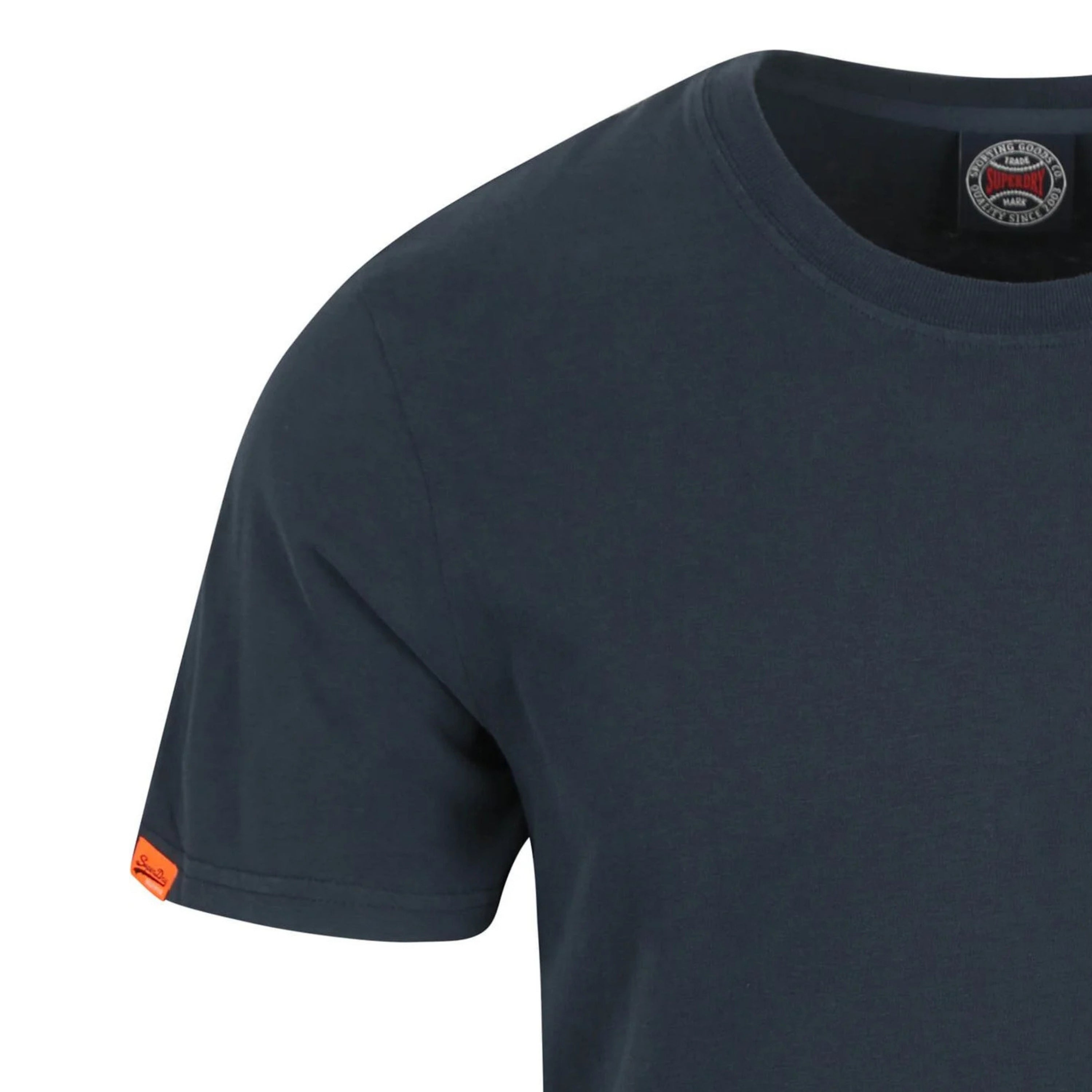 Superdry t-shirt men uomo logo ricamato Relaxed Fit Tee Grigio Scuro