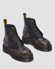 Dr. Martens Stivali Sinclair Black Decayed Roses Classic Tumbled Nappa Nero Donna
