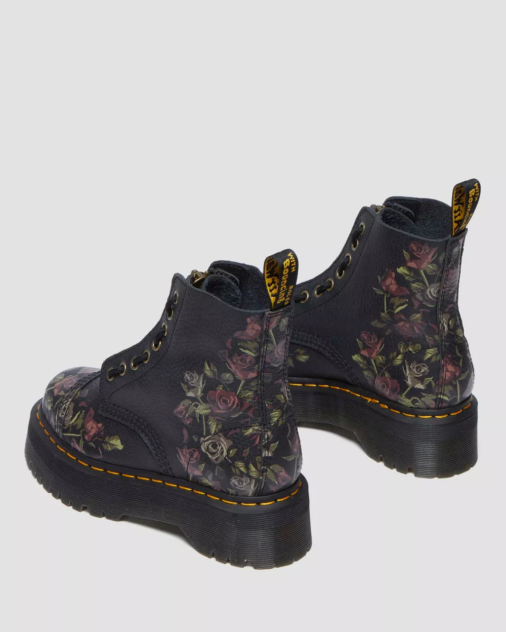 Dr. Martens Stivali Sinclair Black Decayed Roses Classic Tumbled Nappa Nero Donna