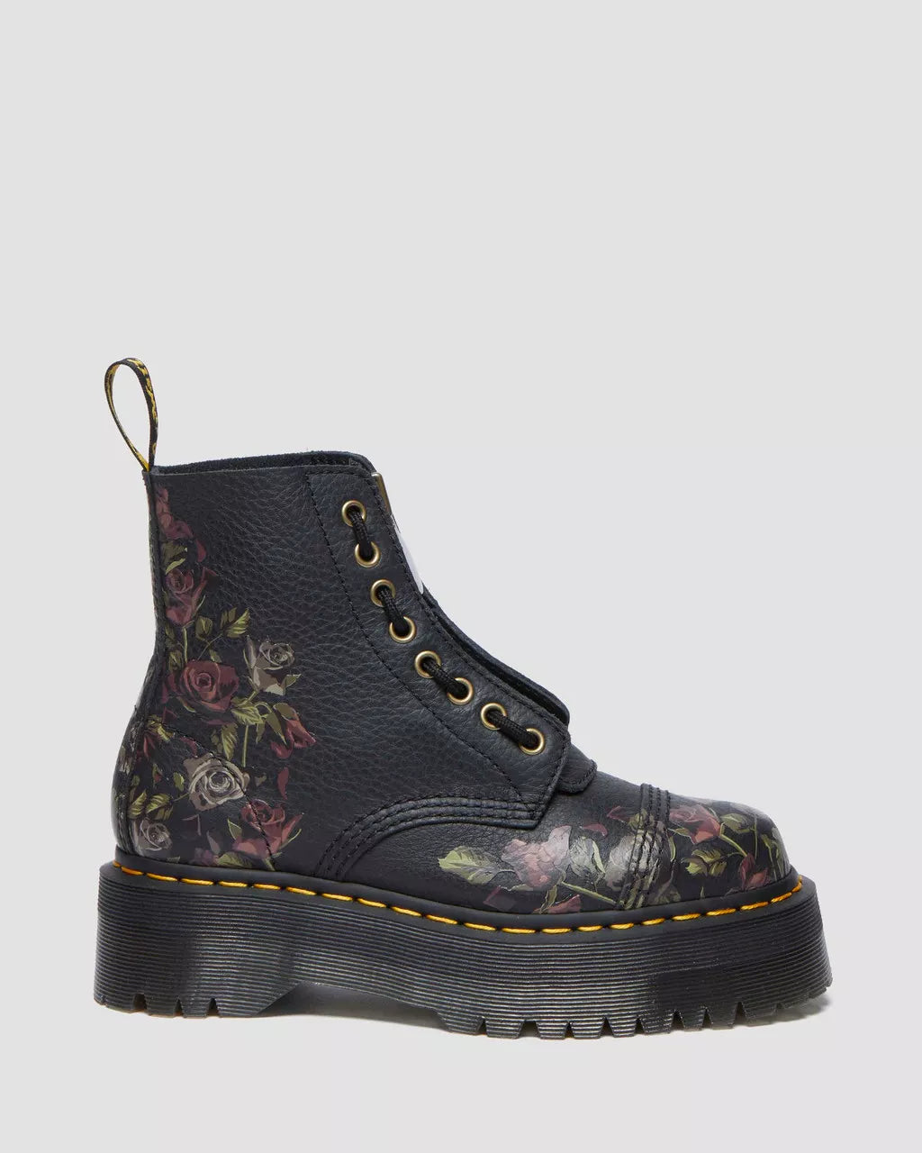 Dr. Martens Stivali Sinclair Black Decayed Roses Classic Tumbled Nappa Nero Donna