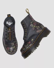 Dr. Martens Stivali Sinclair Black Decayed Roses Classic Tumbled Nappa Nero Donna
