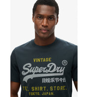 Superdry T-shirt VL HERITAGE RELAXED TEE Uomo Logo cotone manica corta navy blu