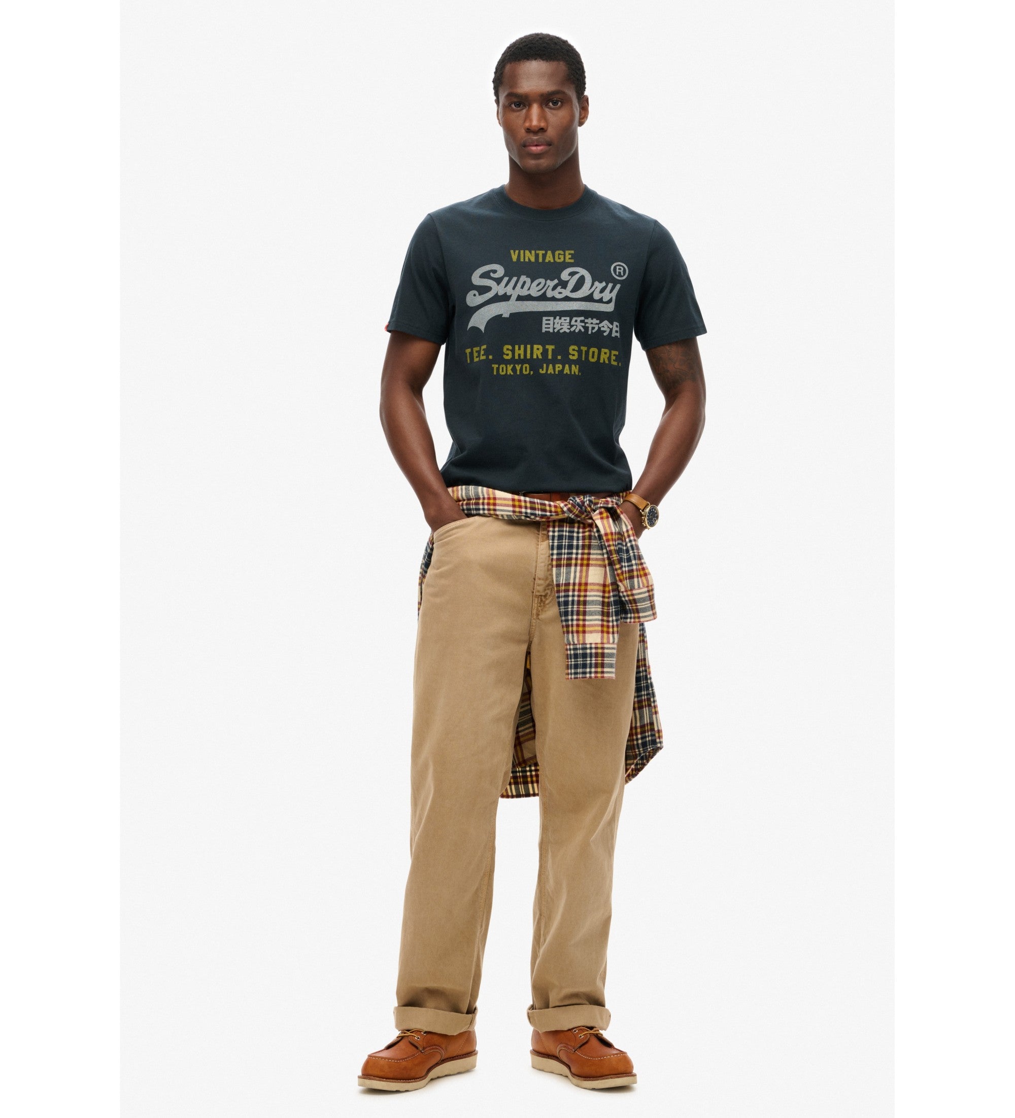 Superdry T-shirt VL HERITAGE RELAXED TEE Uomo Logo cotone manica corta navy blu