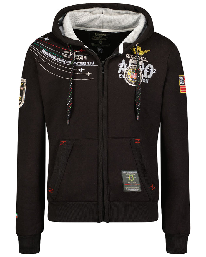 Geographical Norway Felpa Con Cappuccio Con Zip Intera Nero Uomo 1