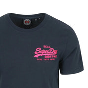 Superdry t-shirt men uomo logo ricamato Relaxed Fit Tee Grigio Scuro