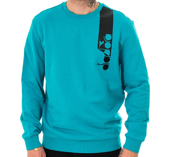 Diadora Felpa Sweatshirt Crew Icon Cotone Azzurro