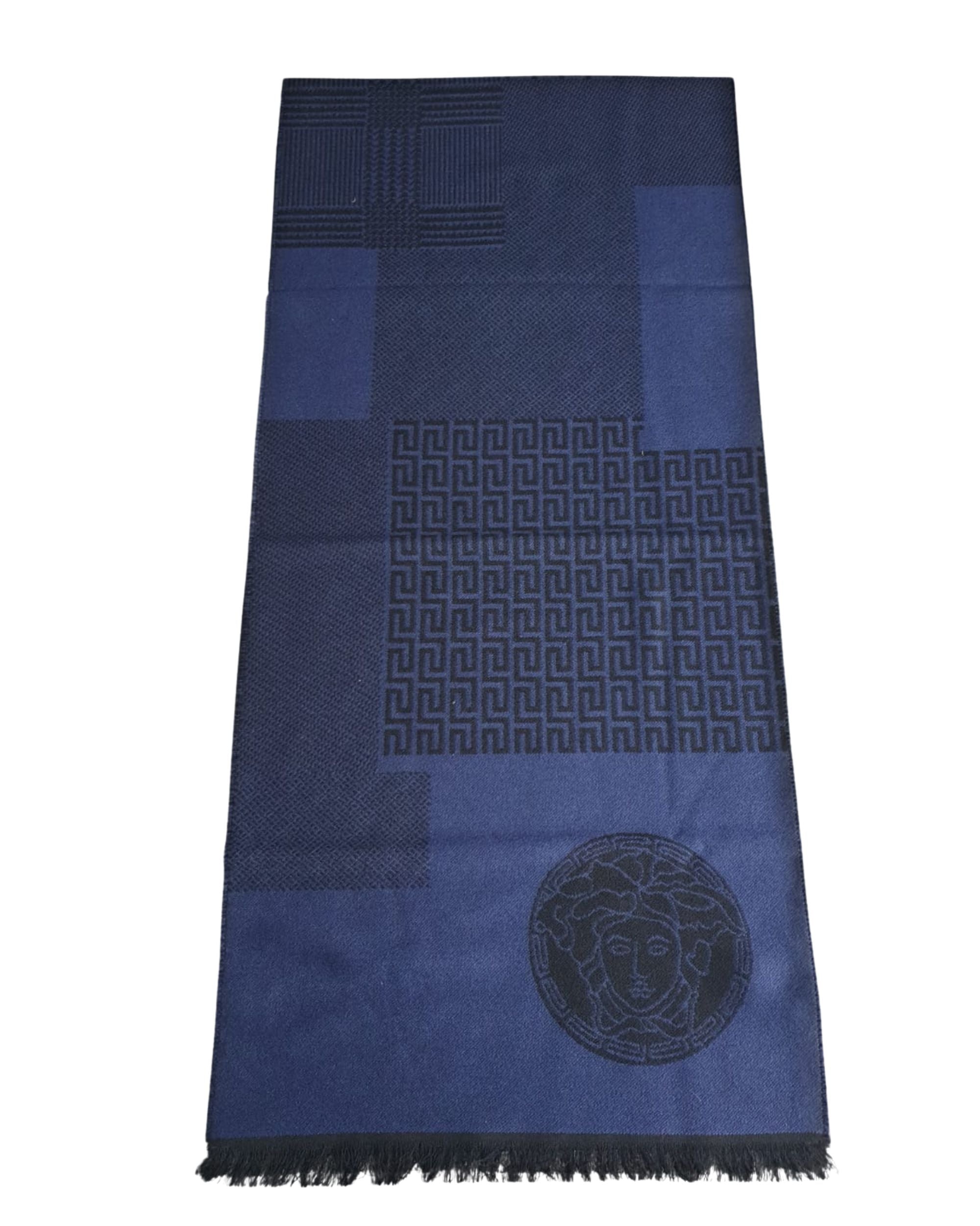 Versace Stole Pashmina Wool Blue