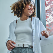 La Boucle cintura intrecciata con fibbia in metallo premium box regalo Lisbona bianco