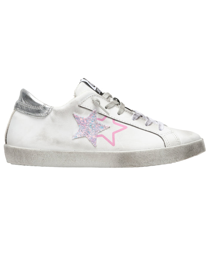 2Star Sneakers One Star Pelle Glitter Argento Rosa 1