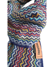 Missoni Geometric Pattern Stole Wool/Acrylic Blue