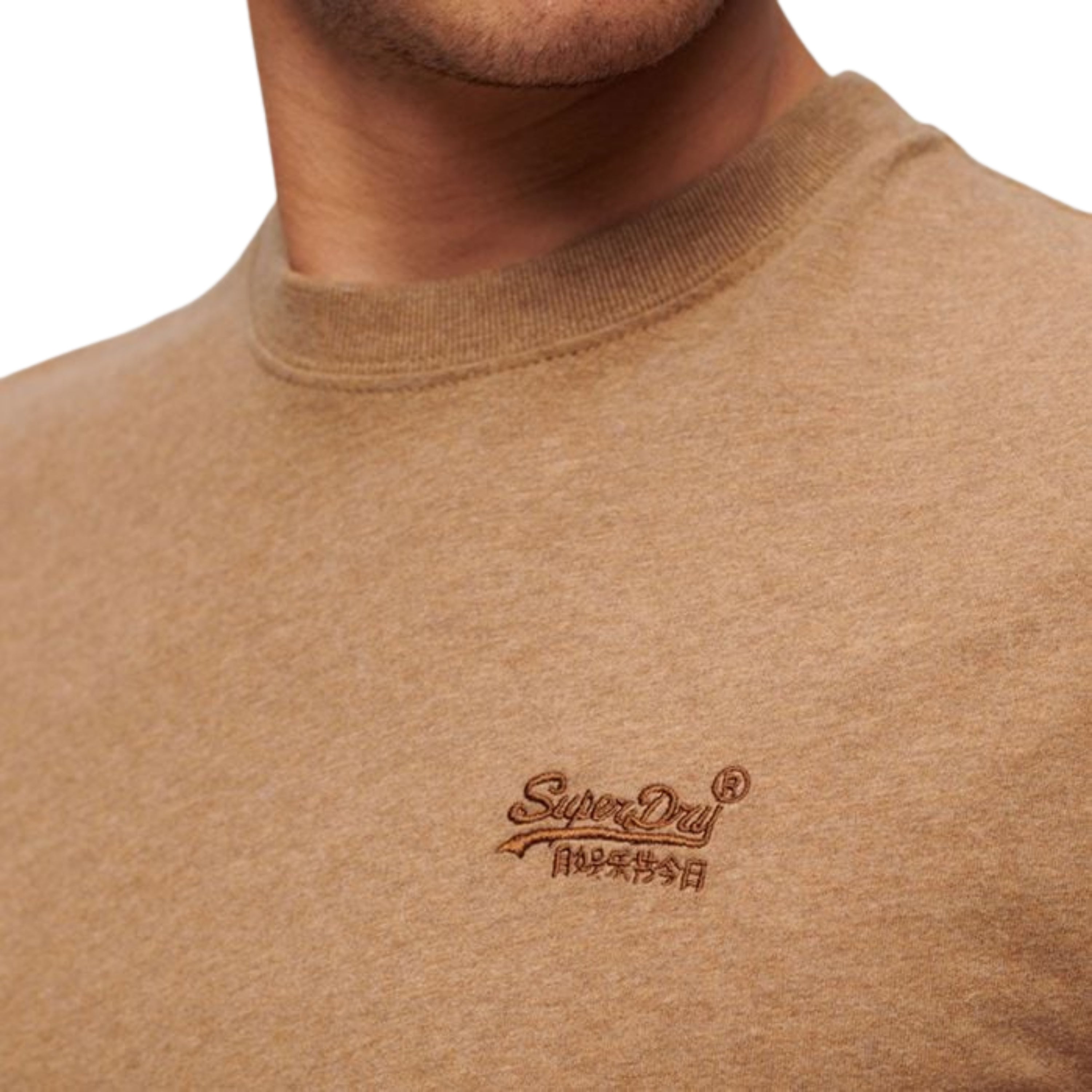 Superdry t-shirt men uomo logo ricamato essential emb marrone
