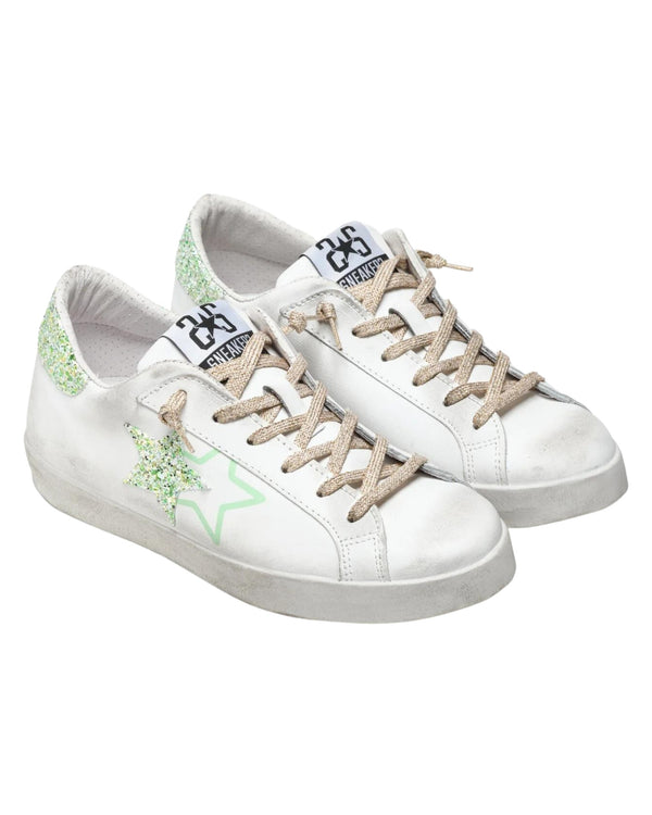 2star Sneaker Low Con Dettagli In Glitter Bianco Donna-2