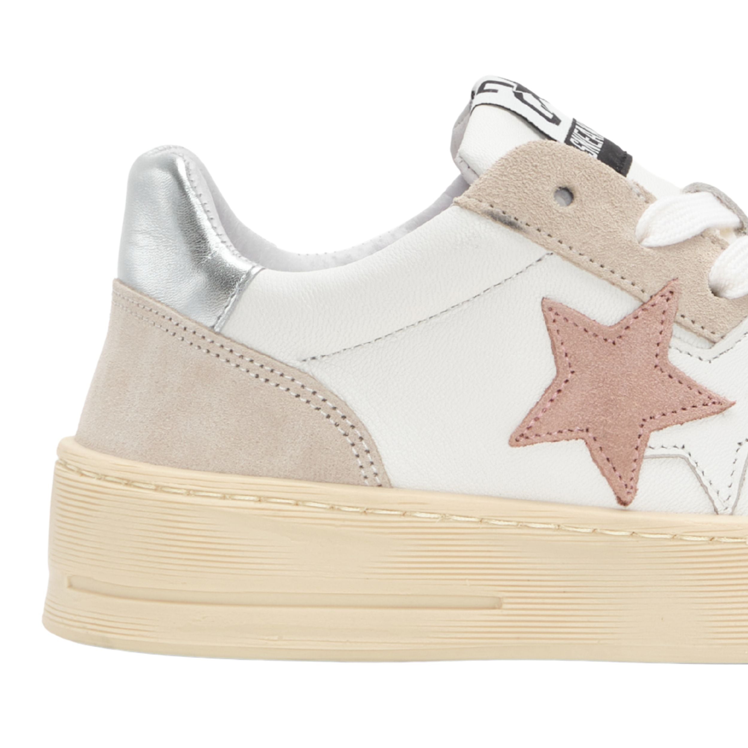 2Star Scarpe Sneakers Made in Italy artigianali New Star Pelle donna Bianco Rosa